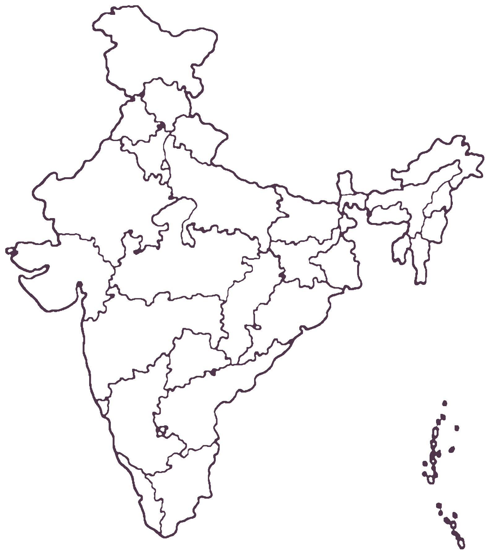 Map of India marking the states where Delta Insights has run fieldwork